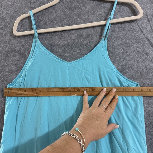 Main Strip Gorgeous Watercolor Long Strap Summer Dress Sz L Beach Coastal - Picture 4 of 4